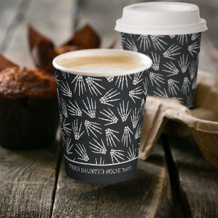 Black & White Halloween Skeleton Hands Pattern Paper Cups