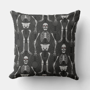 Black & White Halloween Skeletons Cushion