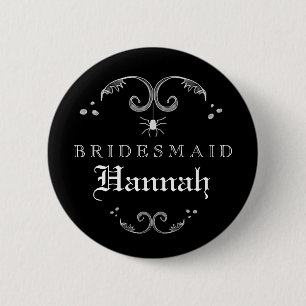 Black & White Halloween Wedding Bridesmaid 6 Cm Round Badge