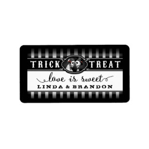 Black & White Halloween Wedding Name Love is Sweet Label