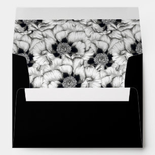 Black & White Hand Drawn Floral -  Wedding Envelopes