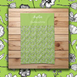 Black & white hand drawn flowers on green pattern tea towel<br><div class="desc">This beautiful floral pattern of black and white drawings of flowers contrasting on a green background. The artwork is created using black ink on white paper and a bright shade of young grass for the background which gives a spring and early summer vibe. The design can be personalised with a...</div>