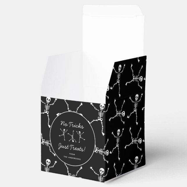 Black & White Hand Drawn Skeleton Halloween Favour Box (Opened)