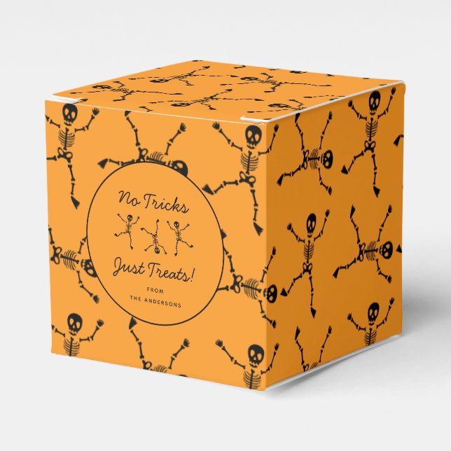 Black & White Hand Drawn Skeleton Halloween Favour Box (Front Side)