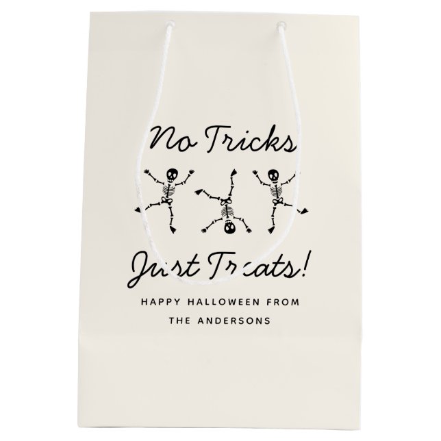 Black & White Hand Drawn Skeleton Halloween  Medium Gift Bag (Back)