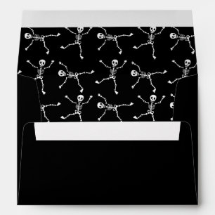 Black & White Hand Drawn Skeleton Happy Halloween Envelope