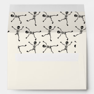 Black & White Hand Drawn Skeleton Happy Halloween Envelope