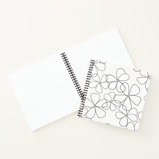 Black White Hand-drawn Sketch Large Flower Journal (Inside)