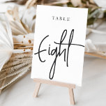 Black & White Hand Scripted Table EIGHT Table Number<br><div class="desc">Simple and chic table number cards in classic black and white make an elegant statement at your wedding or event. Design features "table [number]" in an eyecatching mix of classic serif and handwritten script lettering. Design repeats on both sides. Individually numbered cards sold separately; order each table number individually from...</div>