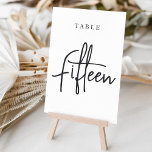 Black & White Hand Scripted Table FIFTEEN Table Number<br><div class="desc">Simple and chic table number cards in classic black and white make an elegant statement at your wedding or event. Design features "table [number]" in an eyecatching mix of classic serif and handwritten script lettering. Design repeats on both sides. Individually numbered cards sold separately; order each table number individually from...</div>