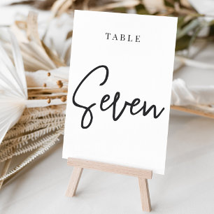 Black & White Hand Scripted Table SEVEN Table Number