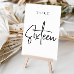 Black & White Hand Scripted Table SIXTEEN Table Number<br><div class="desc">Simple and chic table number cards in classic black and white make an elegant statement at your wedding or event. Design features "table [number]" in an eyecatching mix of classic serif and handwritten script lettering. Design repeats on both sides. Individually numbered cards sold separately; order each table number individually from...</div>