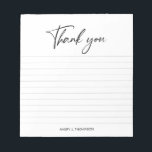 Black & white handlettering thank you personalised notepad<br><div class="desc">Make a lasting impression with a custom notepad featuring your name. This practical and functional notepad is perfect for everyday use and thoughtful correspondence. Customise this template by customising the name at the bottom of the notepad. Makes for a great gift, stocking stuffer too. Featuring a hand lettering script for...</div>