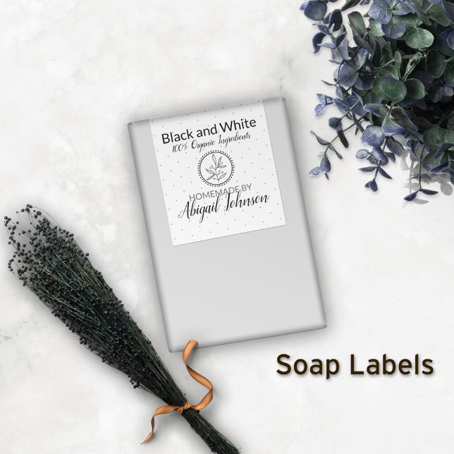 Black & White Handmade Homemade Soap | Gift Label (Creator Uploaded)