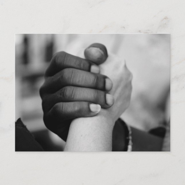 Black White Hands Together Postcard (Front)