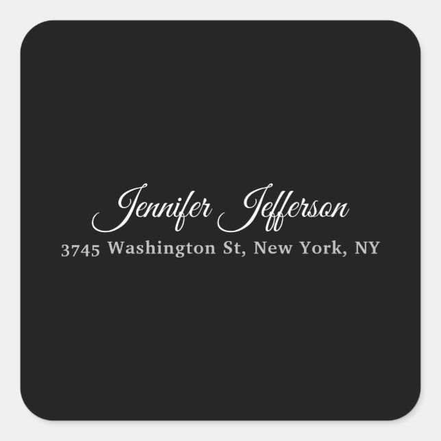 Black & White Handwriting Creative Plain Square Sticker (Front)