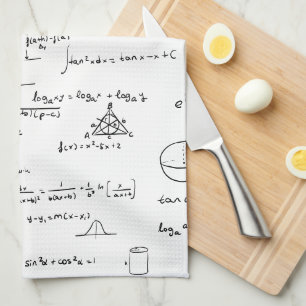 Black White Handwritten Math Formulas Equations Tea Towel