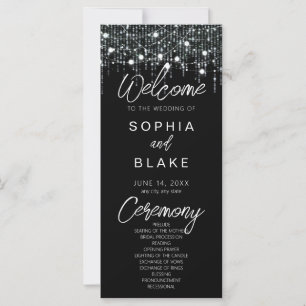 Black & White Hanging Lights Wedding Program