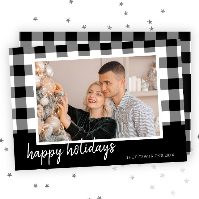 Black & White "Happy Holidays" Photo Christmas Holiday Card (Black & White "Happy Holidays" Photo Christmas Holiday Card)
