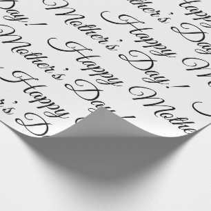 Black White Happy Mother’s Day Script Holiday Wrapping Paper