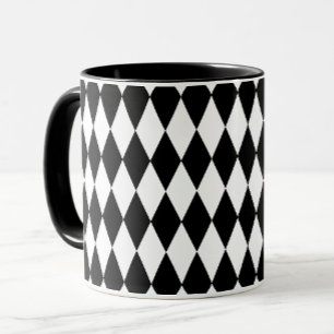 Black White Harlequin Diamonds Pattern Design Mug