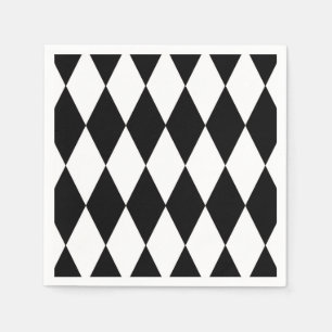 Black White Harlequin Diamonds Pattern Design Napkin