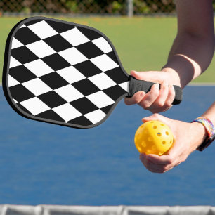 Black White Harlequin Diamonds Pattern Design  Pickleball Paddle