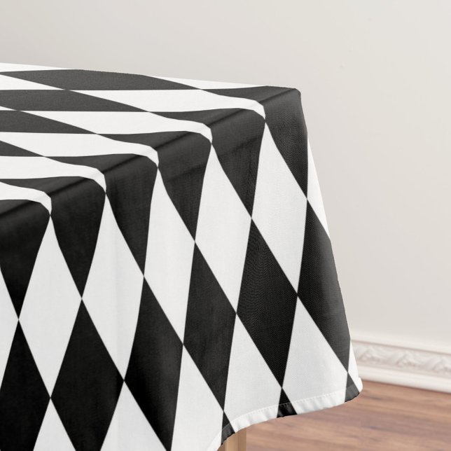 Black White Harlequin Diamonds Pattern Design  Tablecloth (Creator Uploaded)