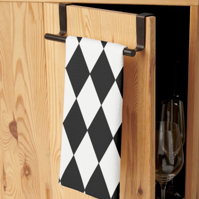 Black White Harlequin Diamonds Pattern Design  Tea Towel (Creator Uploaded)
