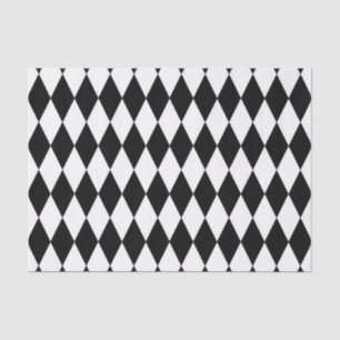Black White Harlequin Diamonds Pattern Design  Tissue Paper