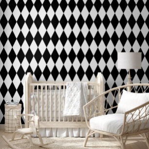 Black White Harlequin Diamonds Pattern Design  Wallpaper