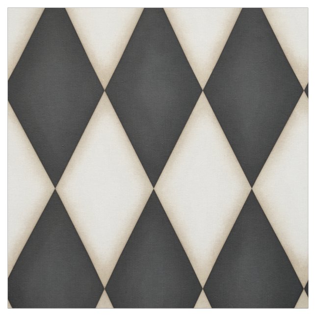 Black & White Harlequin Pattern (medium scale) Fabric (Swatch)
