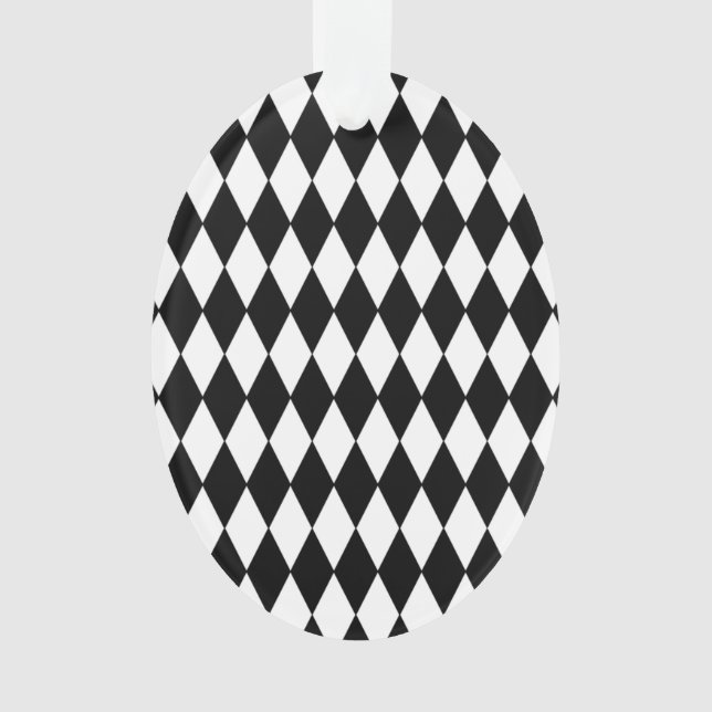 Black White Harlequin Pattern Ornament (Front)