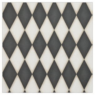 Black & White Harlequin Pattern (small scale) Fabric