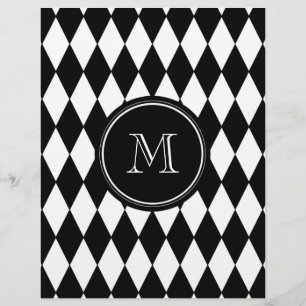 Black White Harlequin Pattern, Your Initial