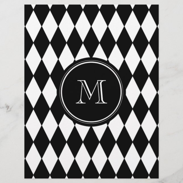 Black White Harlequin Pattern, Your Initial (Front)