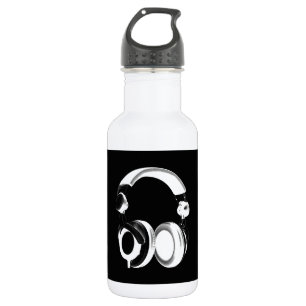 Black & White Headphone Silhouette 532 Ml Water Bottle