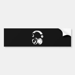 Black & White Headphone Silhouette Bumper Sticker
