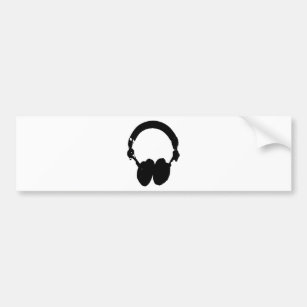 Black & White Headphone Silhouette Bumper Sticker