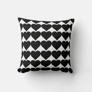 Black white Heart classic elegant pattern Cushion