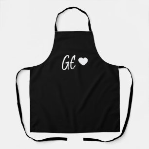 Black & White Heart Handwritten Monogram Apron
