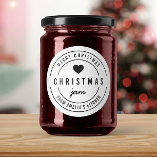 Black & White Heart Kitchen Merry Christmas Jam Classic Round Sticker