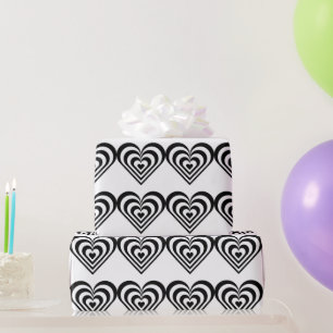 Black & White Heart Print Wrapping Paper