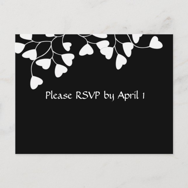 Black White Heart RSVP Invitation Postcard (Front)