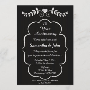 Black & White Heart &Vine Anniversary Invitation