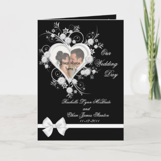 Black & White Heart Wedding Photo Cards 5x7