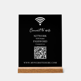 Black White Heart WiFi Acrylic Sign
