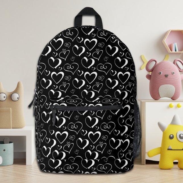 Black White Hearts School Backpack (Creator Uploaded)