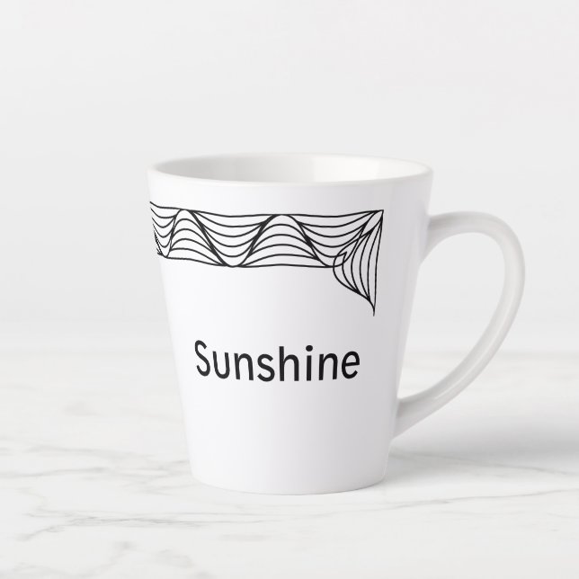 Black & White Heat Wave Personalised Latte Mug (Right)