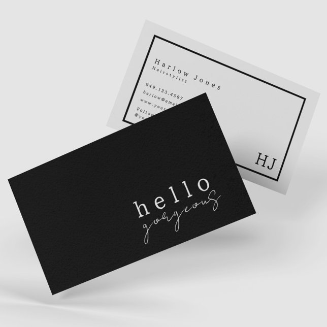 Black & White Hello Gorgeous Beauty Minimalist  Business Card (Creator Uploaded)